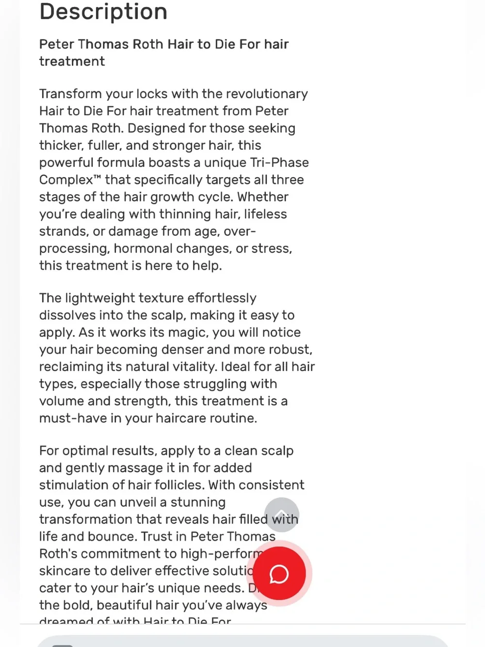 Peter Thomas Roth Hair To Die For, Hair Treatment Clinical Hair Care